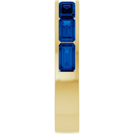 14K Yellow Gold Lab-Grown Sapphire Anniversary Band