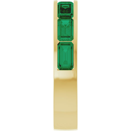 14K Yellow Gold Lab-Grown Emerald Anniversary Band