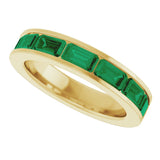 14K Yellow Gold Lab-Grown Emerald Anniversary Band
