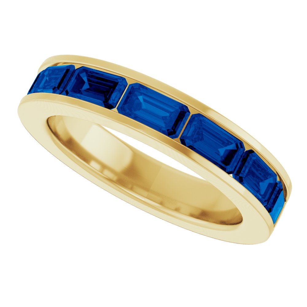 14K Yellow Gold Lab-Grown Sapphire Anniversary Band