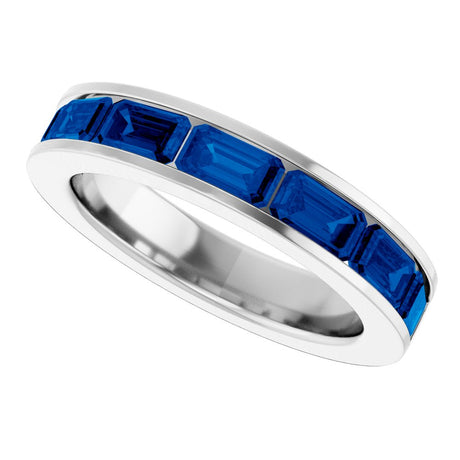14K White Gold Lab-Grown Sapphire Anniversary Band