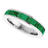 14K White Gold Lab-Grown Emerald Anniversary Band