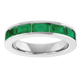 14K White Gold Lab-Grown Emerald Anniversary Band