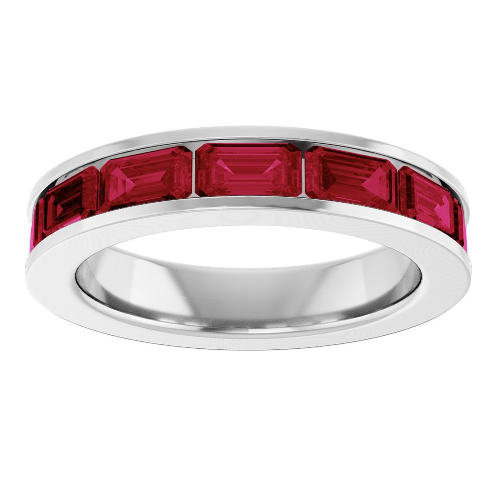 14K White Gold Lab-Grown Ruby Anniversary Band