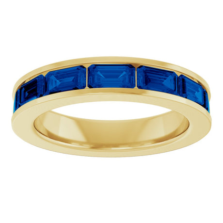 14K Yellow Gold Lab-Grown Sapphire Anniversary Band