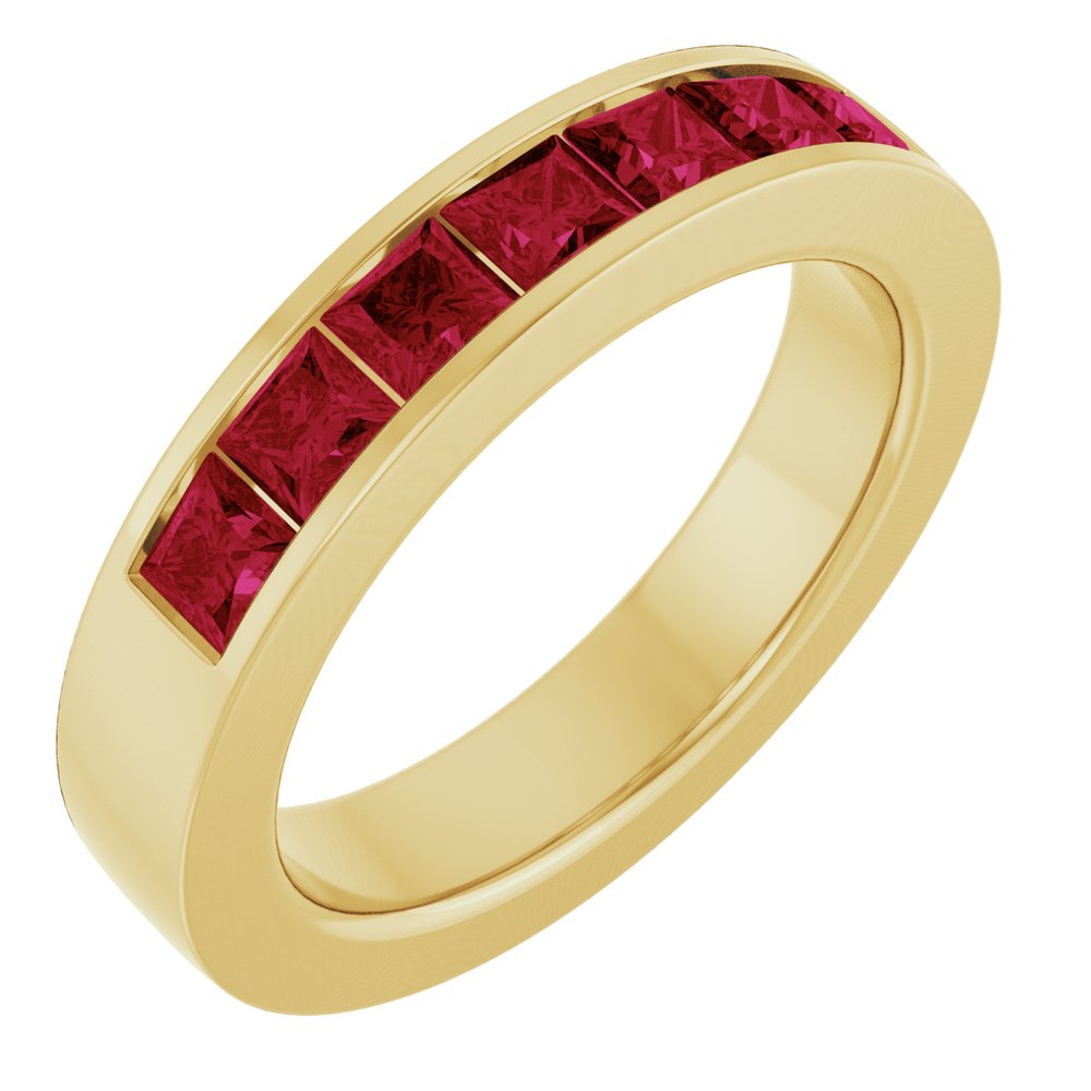 14K Yellow Gold Lab-Grown Ruby Anniversary Band