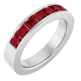 14K White Gold Lab-Grown Ruby Anniversary Band