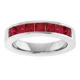 14K White Gold Lab-Grown Ruby Anniversary Band