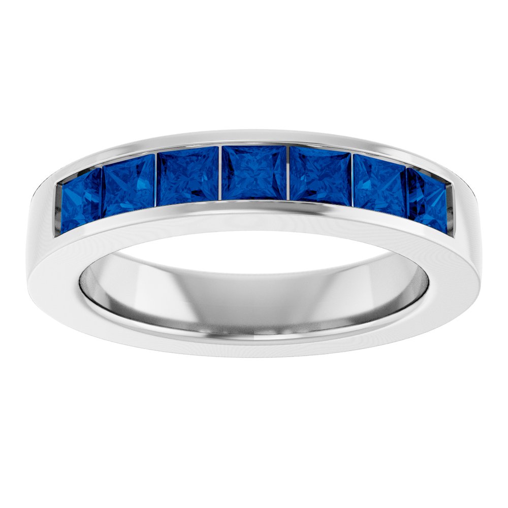 14K White Gold Lab-Grown Sapphire Anniversary Band