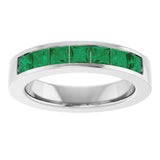 14K White Gold Lab-Grown Emerald Anniversary Band