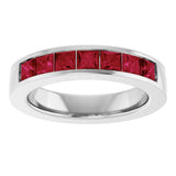 14K White Gold Lab-Grown Ruby Anniversary Band