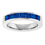 14K White Gold Lab-Grown Sapphire Anniversary Band