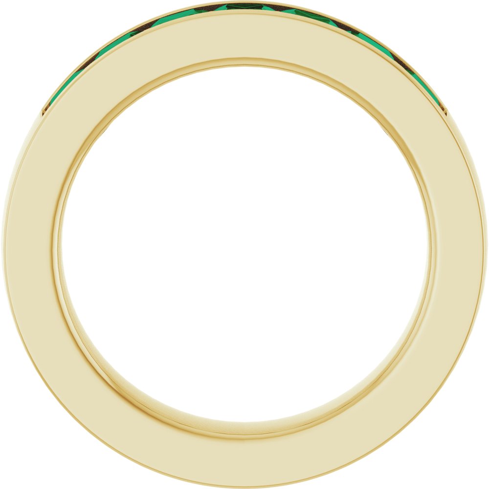 14K Yellow Gold Lab-Grown Emerald Anniversary Band