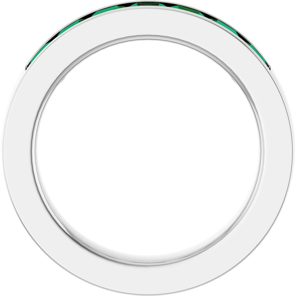 14K White Gold Lab-Grown Emerald Anniversary Band