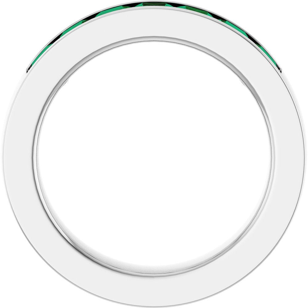 14K White Gold Lab-Grown Emerald Anniversary Band