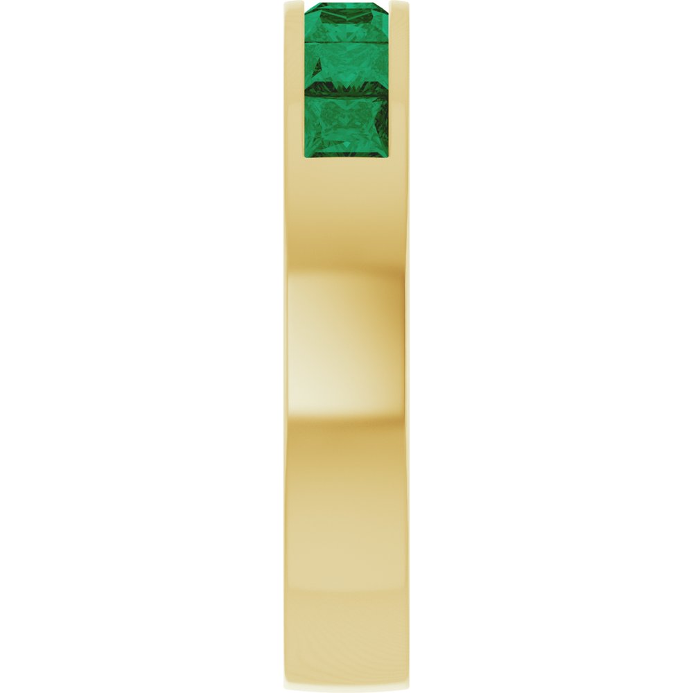 14K Yellow Gold Lab-Grown Emerald Anniversary Band