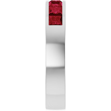 14K White Gold Lab-Grown Ruby Anniversary Band