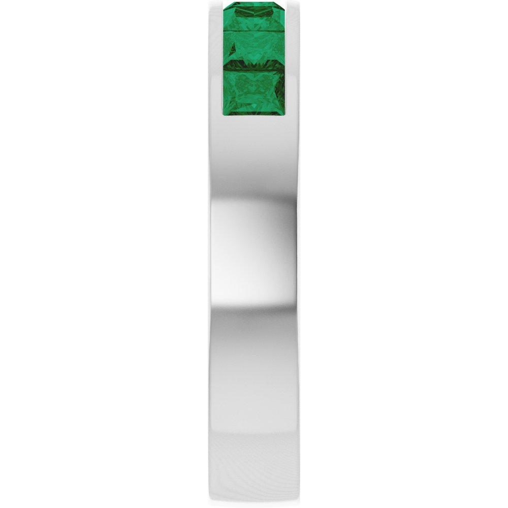 14K White Gold Lab-Grown Emerald Anniversary Band