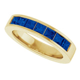14K Yellow Gold Lab-Grown Sapphire Anniversary Band
