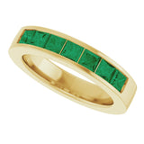 14K Yellow Gold Lab-Grown Emerald Anniversary Band