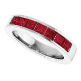 14K White Gold Lab-Grown Ruby Anniversary Band