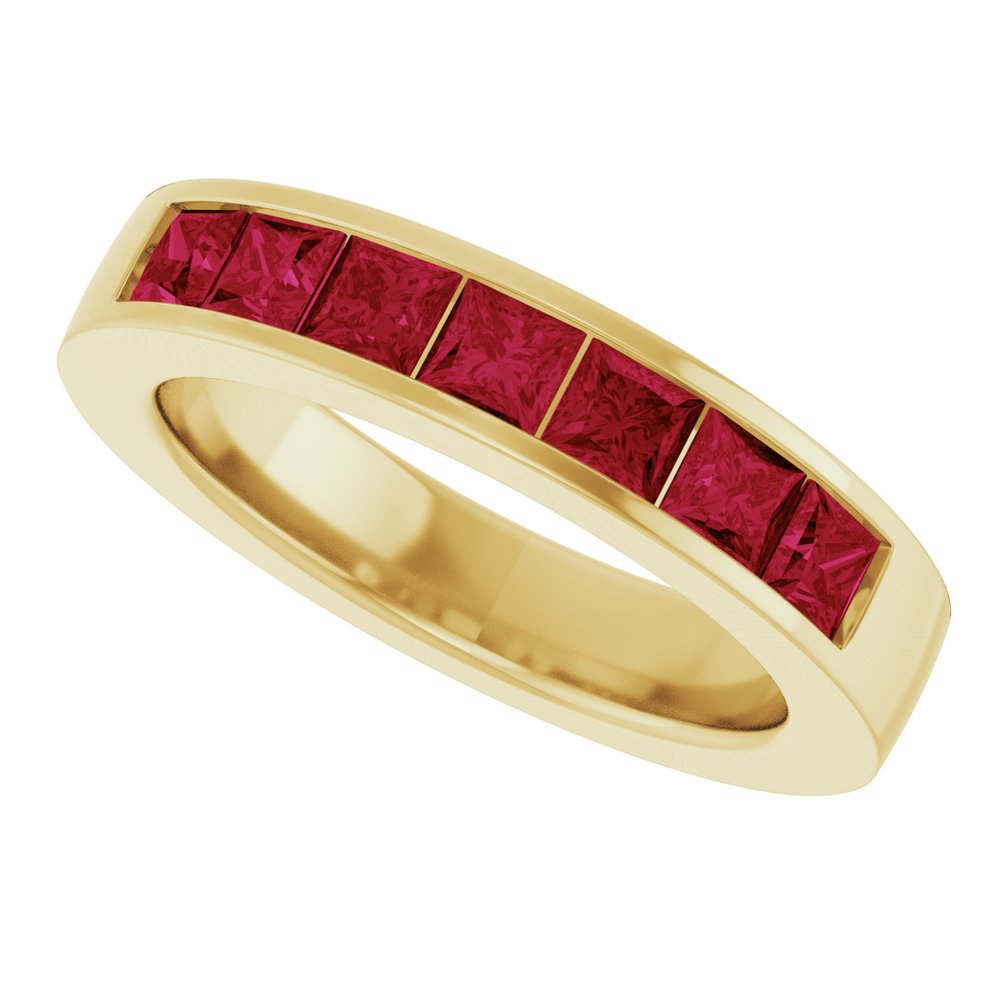 14K Yellow Gold Lab-Grown Ruby Anniversary Band