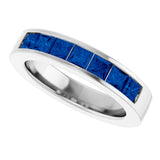 14K White Gold Lab-Grown Sapphire Anniversary Band
