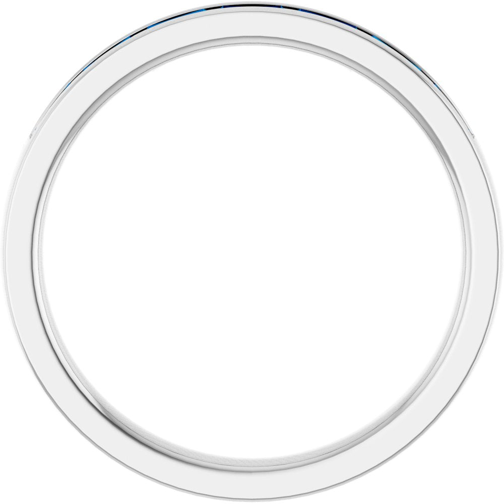 14K White Gold Lab-Grown Sapphire Anniversary Band
