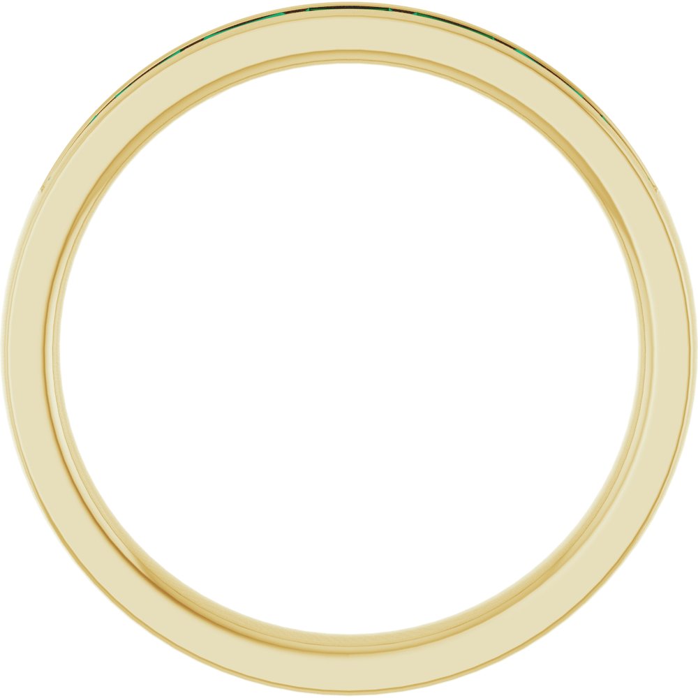14K Yellow Gold Lab-Grown Emerald Anniversary Band