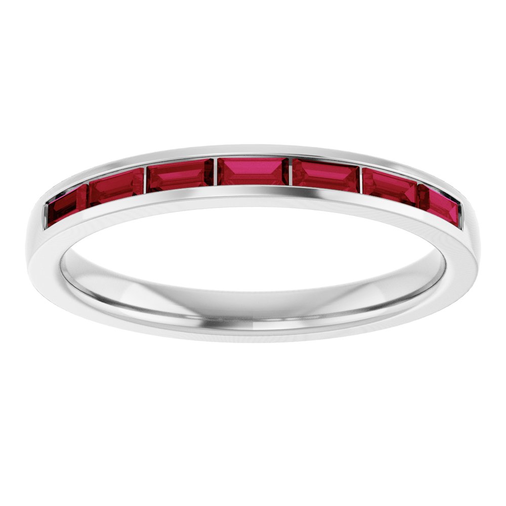 14K White Gold Lab-Grown Ruby Anniversary Band