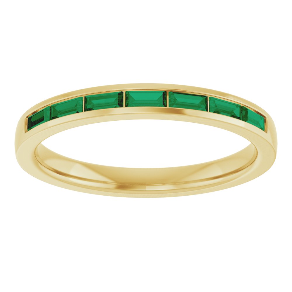 14K Yellow Gold Lab-Grown Emerald Anniversary Band