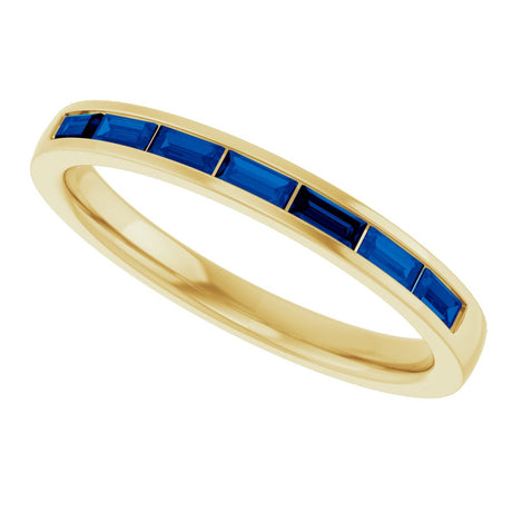 14K Yellow Gold Lab-Grown Sapphire Anniversary Band