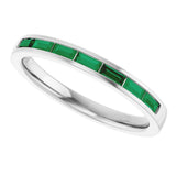 14K White Gold Lab-Grown Emerald Anniversary Band