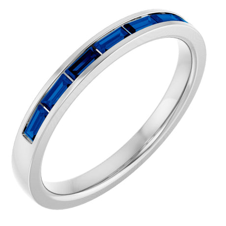 14K White Gold Lab-Grown Sapphire Anniversary Band