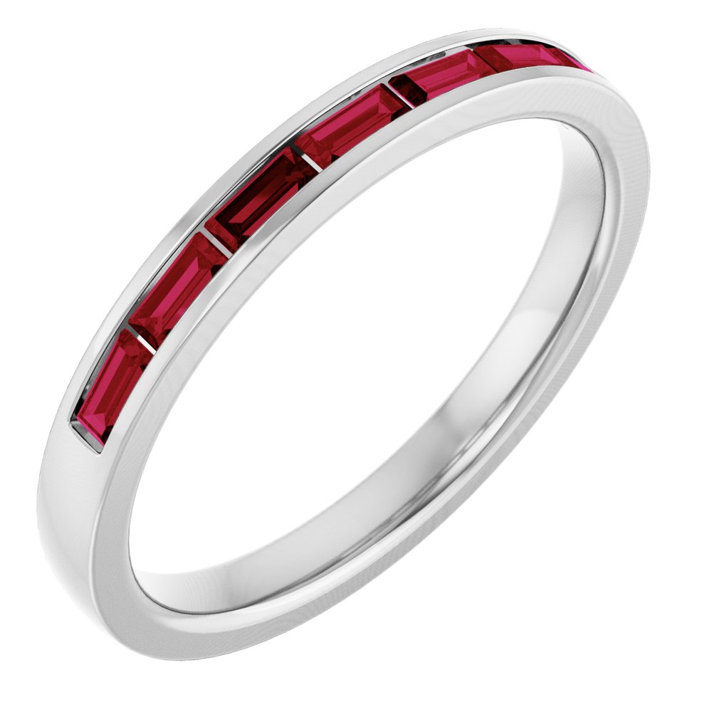14K White Gold Lab-Grown Ruby Anniversary Band