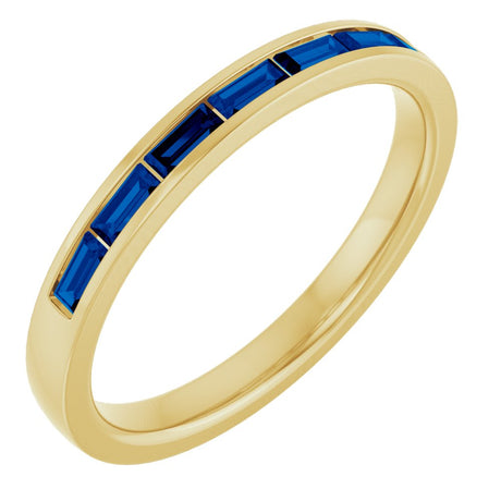 14K Yellow Gold Lab-Grown Sapphire Anniversary Band