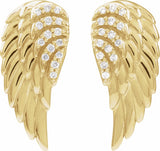 14K Yellow .07 CTW Natural Diamond Angel Wing Earrings