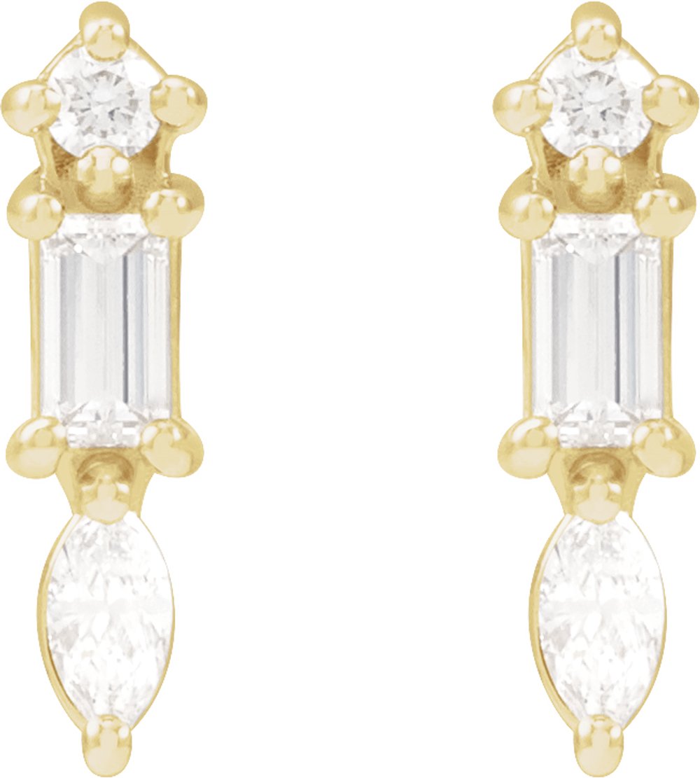14K Yellow Gold 1/6 CTW Natural Diamond Bar Earrings