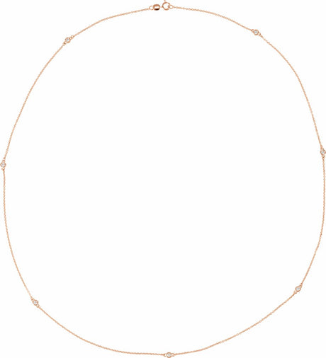 14K Rose 1/3 CTW Natural Diamond 7-Station 24" Necklace