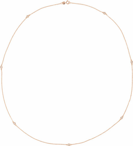 14K Rose Gold 1/3 CTW Lab-Grown Diamond 7-Station 24" Necklace