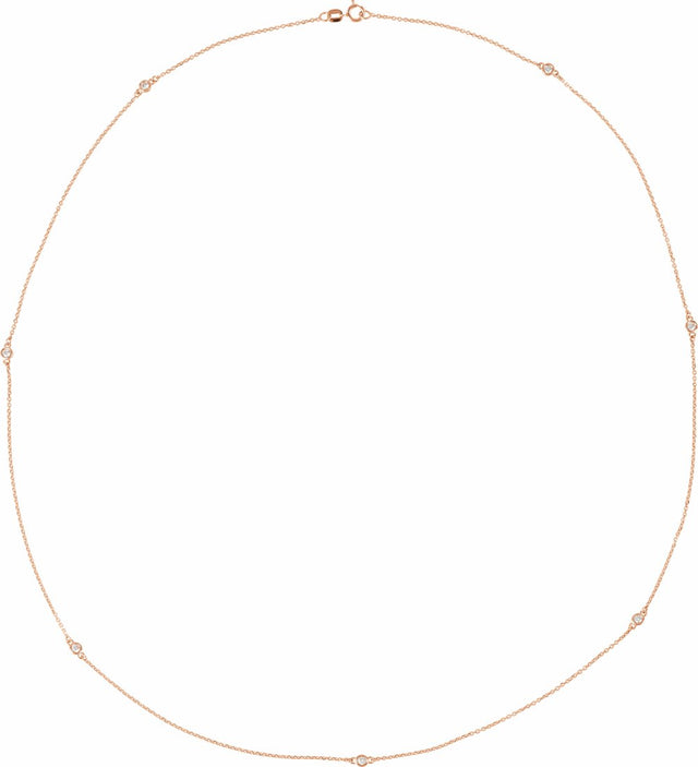 14K Rose Gold 1/3 CTW Lab-Grown Diamond 7-Station 24" Necklace