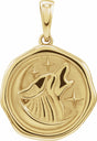 14K Yellow Gold Symbolic Wolf Animal Pendant