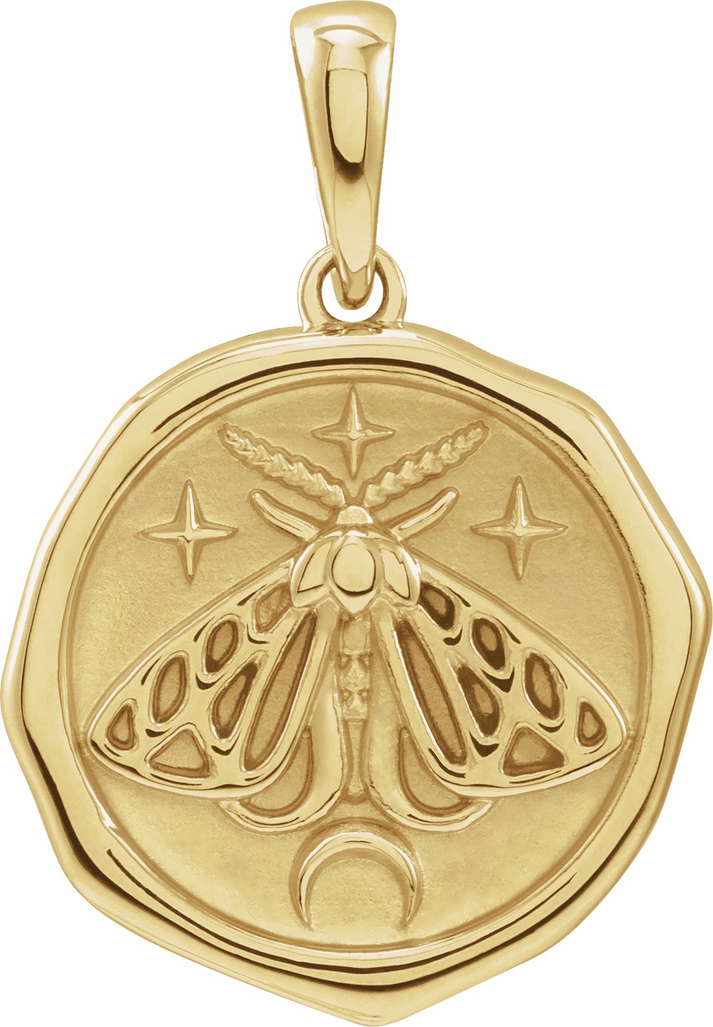 14K Yellow Gold Symbolic Moth Animal Pendant