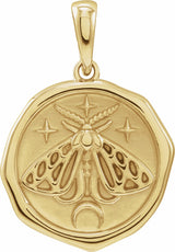 14K Yellow Gold Symbolic Moth Animal Pendant