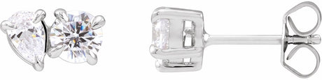 14K White 1 1/6 CTW Lab-Grown Diamond Two-Stone Stud Earrings