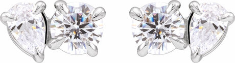 14K White 1 1/6 CTW Lab-Grown Diamond Two-Stone Stud Earrings