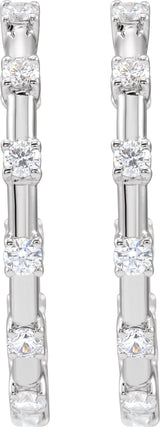 14K White Gold 1 CTW Lab-Grown Diamond Inside-Outside 25.1 mm Hoop Earrings