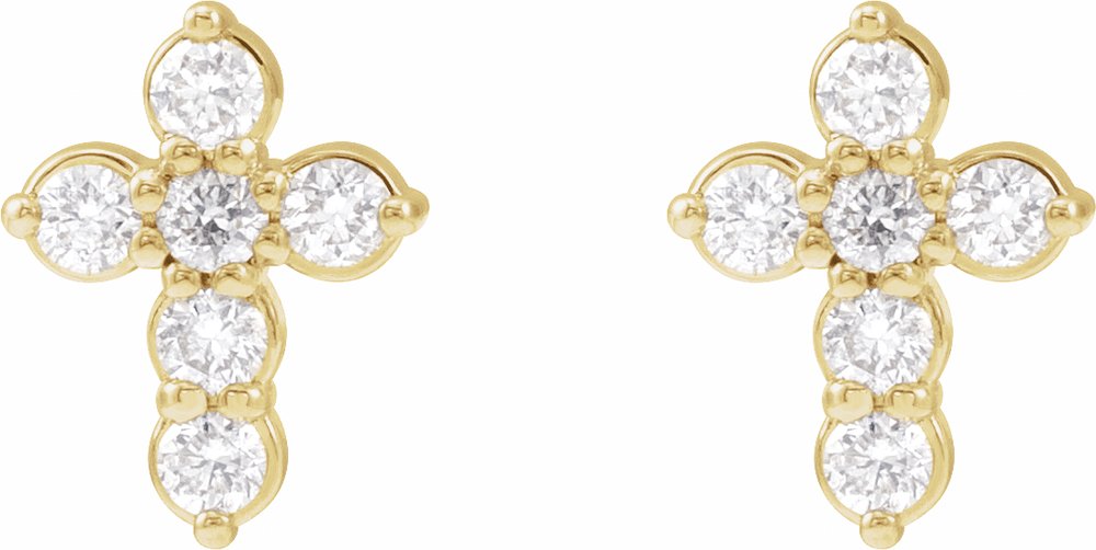 14K Yellow 1/6 CTW Lab-Grown Diamond Cross Earrings