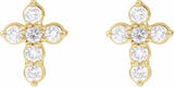 14K Yellow Gold 1/6 CTW Natural Diamond Cross Earrings