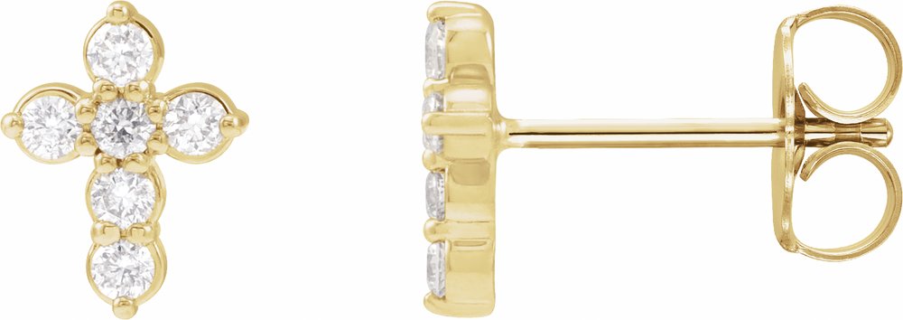 14K Yellow Gold 1/6 CTW Lab-Grown Diamond Cross Earrings